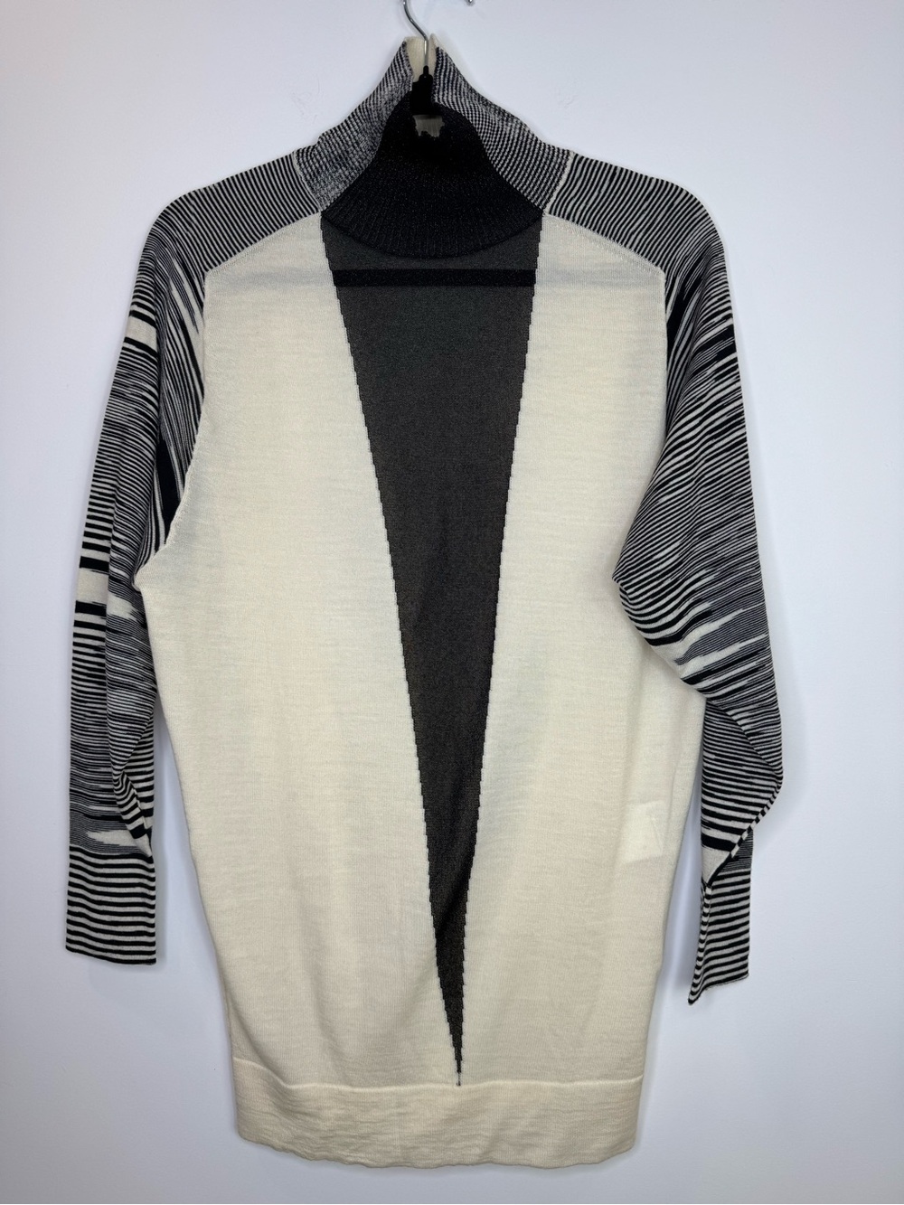 Missoni Black Cream Geometric abstract wool blend mock neck Sweater designer